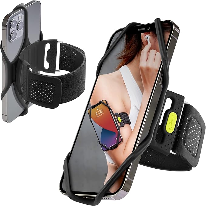 BONE Run Tie 2, Running Phone Holder, Skin-Friendly Silicone Sport Armband with Dual Layer Design for Heat-Dissipation, Workout Phone Carrier for Most Smartphones (S Arm Size/7.9-9.8 inches)