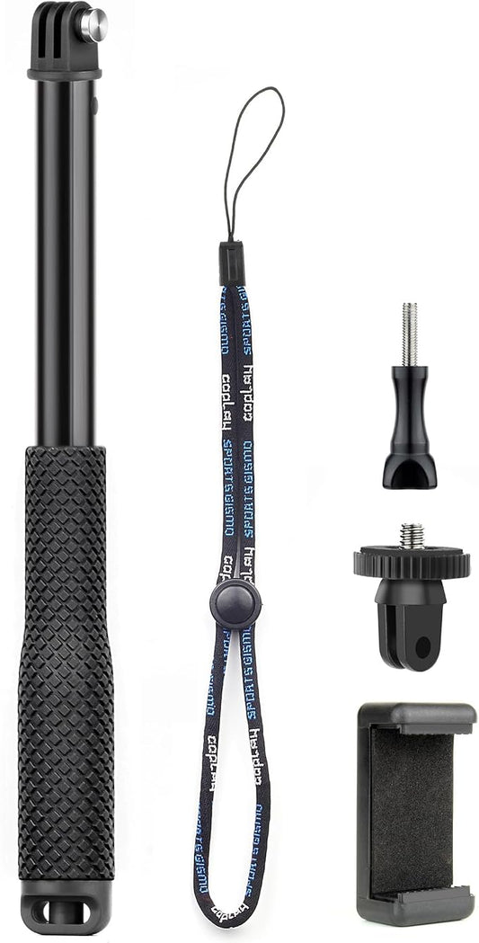 GEPULY Waterproof Selfie Stick Pole Hand Grip Adjustable Underwater Monopod for GoPro Hero 13 12 11 10 9 8 7 6 5 AKASO DJI OSMO 6 5 Pro Action Camera Black