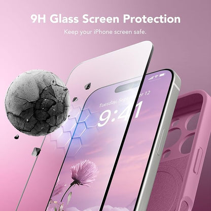 Magnetic for iPhone 16 Pro Max Case, Compatible with MagSafe, [Full Camera Protection][Screen Protector] Silicone Shockproof Protective Phone Case for iPhone 16 Pro Max 6.9", Blackcurrant