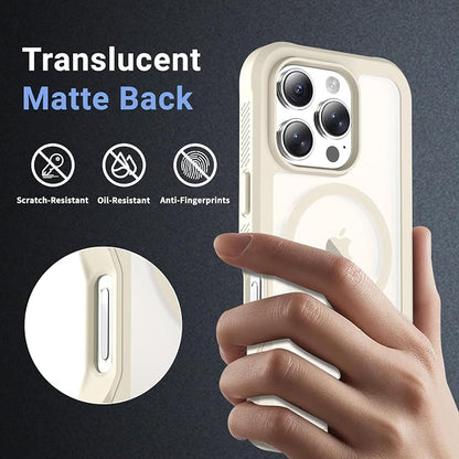 jaroco Magnetic for iPhone 16 Pro Case, [Compatible with MagSafe][Military Grade Drop Protection][Heavy Duty Protection][Non-Slip][Shockproof] 2-Layer Durable Bumper Phone Case 6.3''-Antique White