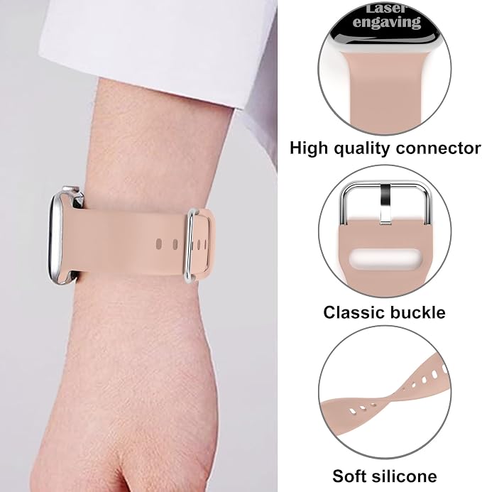 The LORD is my Shepherd Watch Band compatible with Apple Watch Laser Engraved iWatch Band Silicone 38mm 40mm 41mm 42mm 44mm 45mm 49mm Strap Jesus Psalm Christian God (42/44/45/49mm M/L, Pink Sand)