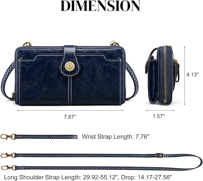 S-ZONE Vegan Leather Crossbody Bags for Women Small Cell Phone Purse RFID Blocking Clutch Purses with 2 Straps