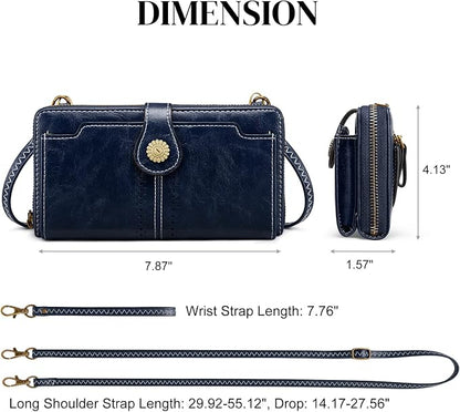 S-ZONE Vegan Leather Crossbody Bags for Women Small Cell Phone Purse RFID Blocking Clutch Purses with 2 Straps