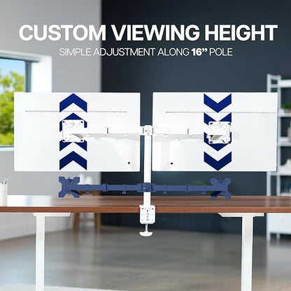 VIVO Dual Monitor Desk Mount, Heavy Duty Fully Adjustable Stand, Fits 2 LCD LED Screens up to 32 inches, White, STAND-V032W