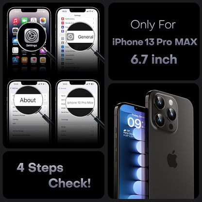 TOCOL for iPhone 13 Pro Max Case, Compatible with Magsafe, Full Camera Protection, Built-in Magnetic Ring, Translucent Matte Phone Case for iPhone 13 Pro Max 6.7 inch (Black)
