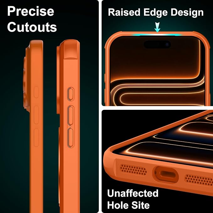 360° Magnetic Swivel Ring for iPhone 17 pro case, Built-in Metal Stand and Ring Holder, Magsafe Compatible, Military Grade Protection, Shockproof - Orange