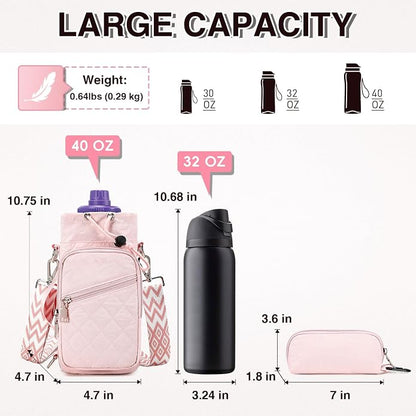 AGLOD Water Bottle Carrier Bag with Strap, Water Bottle Holder Crossbody Bags for Women Men for Walking, Hiking,Cycling