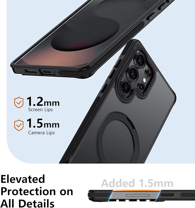 for Samsung Galaxy S25 Ultra Case, Magnetic Adjustable Ring Stand [Fit for Magsafe], [Military-Grade Shockproof Protection] Phone Case for S25 Ultra Case with Kickstand&Ring Holder (Black)1