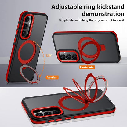 for Samsung Galaxy S24 FE Case, Magnetic Adjustable Ring Stand [Fit for Magsafe], [Military-Grade Shockproof Protection] Phone Case with Kickstand&Ring Holder (Red)