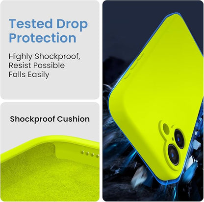FireNova Designed for iPhone 16 Plus Case, Silicone Upgraded [Camera Protection] Case, Soft Anti-Scratch Microfiber Lining Inside, 6.7 inch, Fluorescent Green