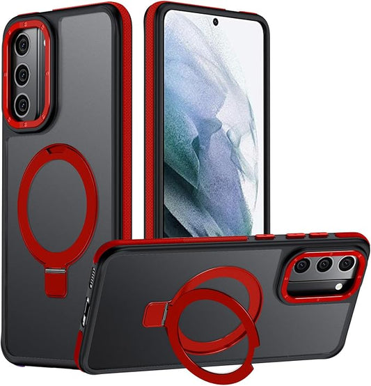 for Samsung Galaxy S21 Plus Case, Magnetic Adjustable Ring Stand [Fit for Magsafe], [Military-Grade Shockproof Protection] Phone Case with Kickstand&Ring Holder-Red1
