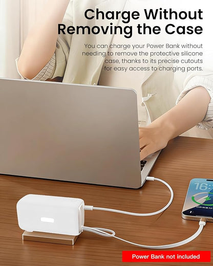 Silicone Case for TORRAS EasyGo 3-in-1 Portable Charger Power Bank,Full-Body Protective Cover for TORRAS Power Bank PB17,Precise Port Cutouts (Case Only) White