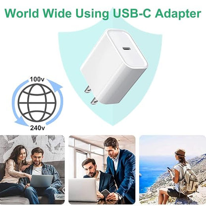 iPhone 16 15 Charger Fast Charging,3Pack 20W Fast Charging USB C Charger with 10Foot Long Type C to C Cable Cord TypeC Block Brick for iPhone 17/16e/16/16Pro/16 Plus/16 ProMax/15 Pro,iPad Air/Pro/Mini