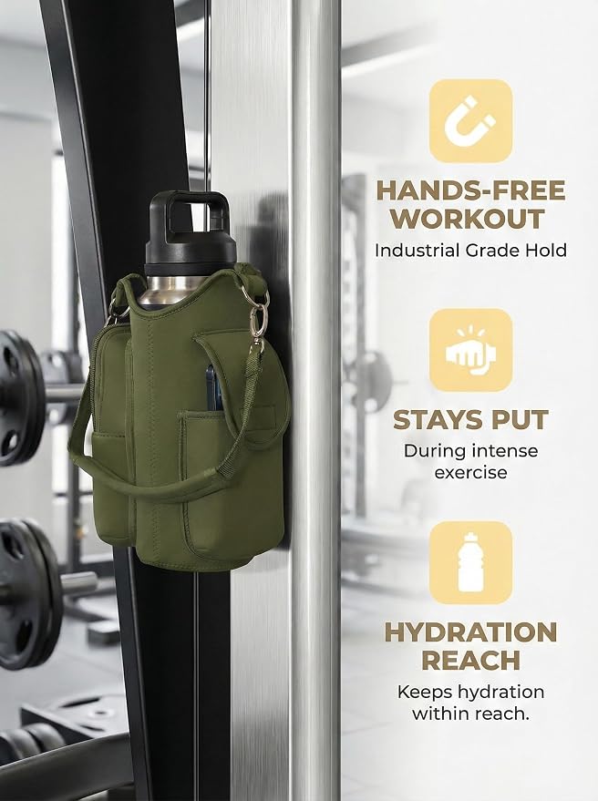 AUPET Magnetic Gym Bag for Men & Women, Small Gym Bag Organizer, Crossbody Magnets Gym Water Bottle Bag Holder Carrier Fits for 18-40oz Owala Yeti Hydro Flask, Workout Pouch for Phone, Keys & Wallet