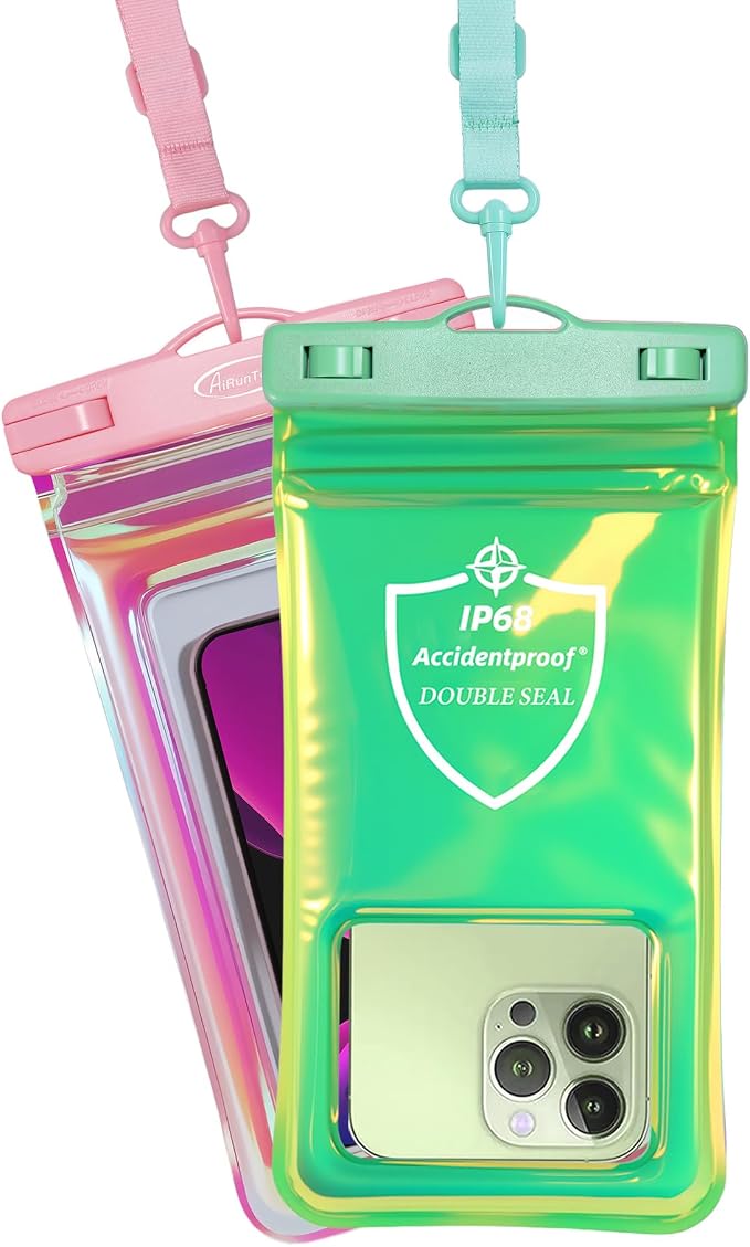 AiRunTech Universal Waterproof Phone Pouch, Beach Essential Accessories Protector iPhone Passport Money Sandproof,Swimming Sup Surfing Jetski Must Haves