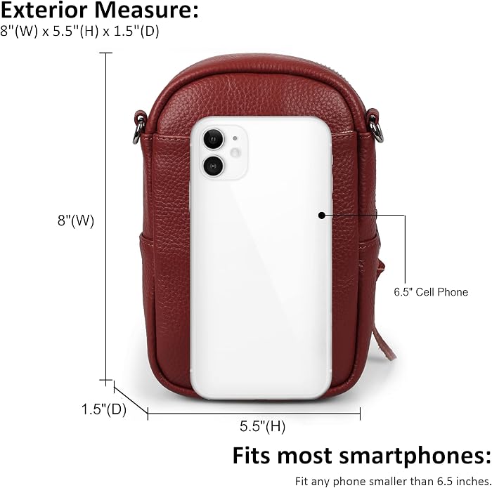 befen Genuine Leather Crossbody Cell Phone Purse for Women, Small Zip Around RFID Blocking Crossbody Wallet Bags