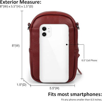 befen Genuine Leather Crossbody Cell Phone Purse for Women, Small Zip Around RFID Blocking Crossbody Wallet Bags