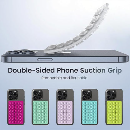 Double Sided Silicone Suction Phone Holder Mount, Silicon Accessory for iPhone and Android, Hands-Free Mirror Shower Phone Holder, TikTok Videos and Selfies (Combo A)