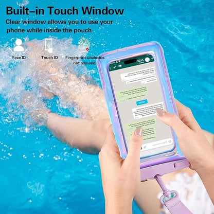 Waterproof Case Compatible with iPhone 14 Pro Max/13/12/11/XR/X/SE/8/7, Galaxy S22/S21 Google up to 7.5" IPX8 Dry Bag Vacation Essentials (Dazzling - 4pack)