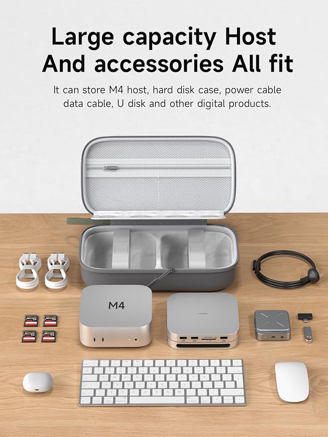 Hagibis Electronics Organizer Travel Case for Mac Mini M4/M4 Pro 2024 Portable Waterproof Carry Case for Cable, Charger, Docking Station, Power Bank, SD Card, Mouse, USB Flash Disk (Green)