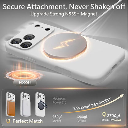 FireNova Magnetic for iPhone 17 Pro Case, Compatible with MagSafe, [Integrated Silicone Camera Control Button] [Camera Protection] Anti-Scratch Microfiber Lining Phone Case, 6.3", White