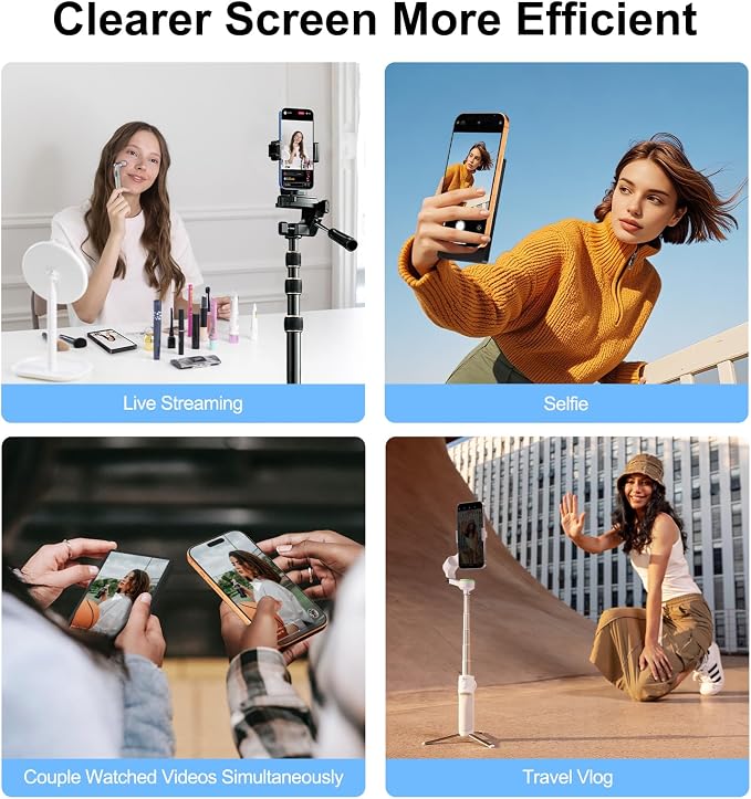 5" Selfie Monitor Screen iPhone 17,1080P Wireless Screen Mirroring Back Camera Monitor iPhone, Magnetic Selfie Screen with Headphone Jack, 2600mAh,100ft Remote for Vlog, Snaplylens for iPhone, Android