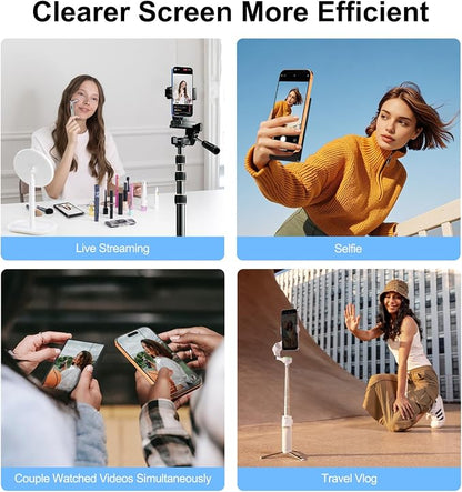 5" Selfie Monitor Screen iPhone 17,1080P Wireless Screen Mirroring Back Camera Monitor iPhone, Magnetic Selfie Screen with Headphone Jack, 2600mAh,100ft Remote for Vlog, Snaplylens for iPhone, Android