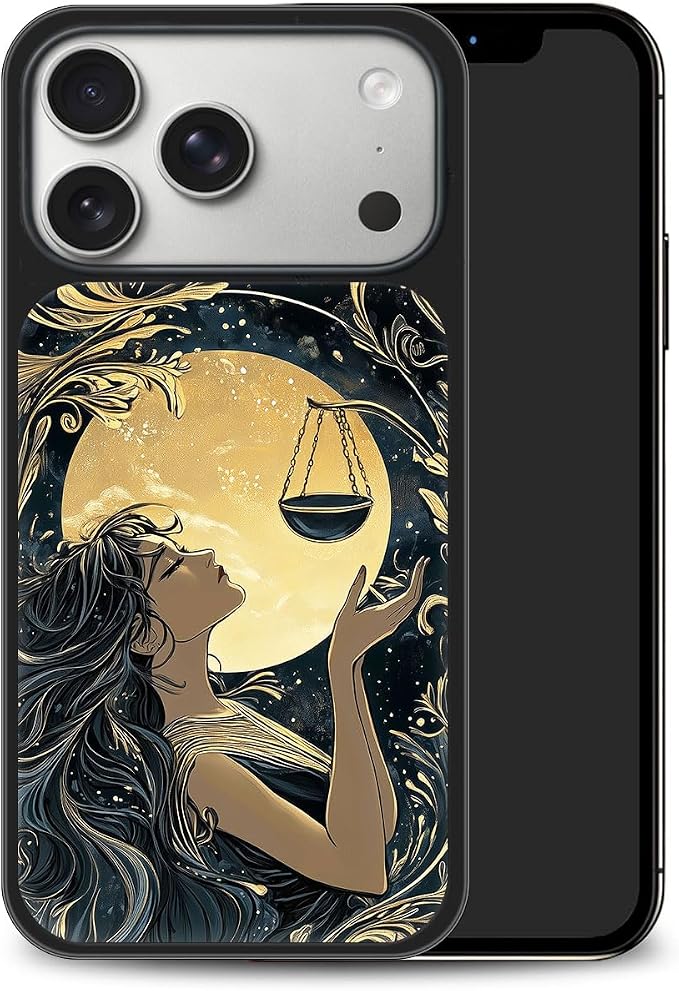 Constellation Series - Libra Designs Magnetic for iPhone 17 pro max Case, Tarot Style Model Glass Phone Cover, Compatible with Magsafe - fits iPhone 17 pro max Case for Women