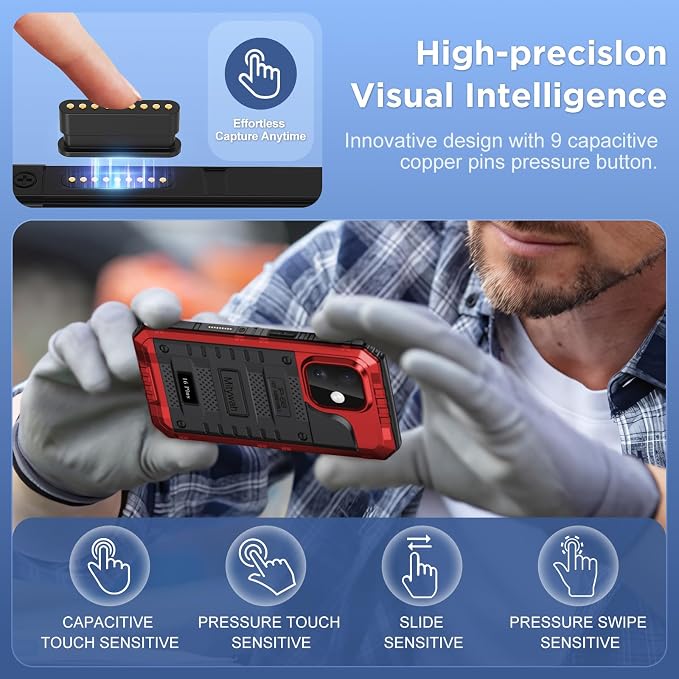 Mitywah Waterproof Case for iPhone 16 Plus, Shockproof Heavy Duty Case with Built-in Screen Protector, Underwater Full Body Protective Metal Case 6.7 inch, Red