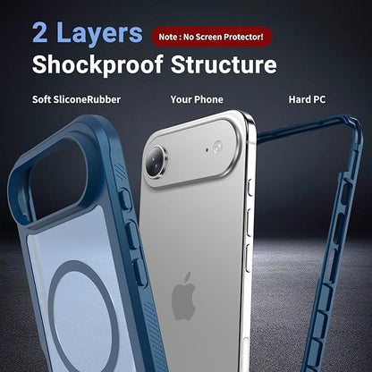 jaroco Magnetic for iPhone Air Case, [Compatible with MagSafe][Military Grade Drop Protection][Heavy Duty Protection][Non-Slip][Shockproof] 2-Layer Durable Bumper Phone Case 6.5''-Deep Blue