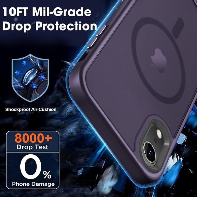 MOCCA Strong Magnetic for iPhone XR Phone Case, [Compatible with Magsafe][Mil-Grade Drop Protection] Slim Thin Translucent Matte Protective Cover Case for iPhone XR Case 6.1'', Deep Purple