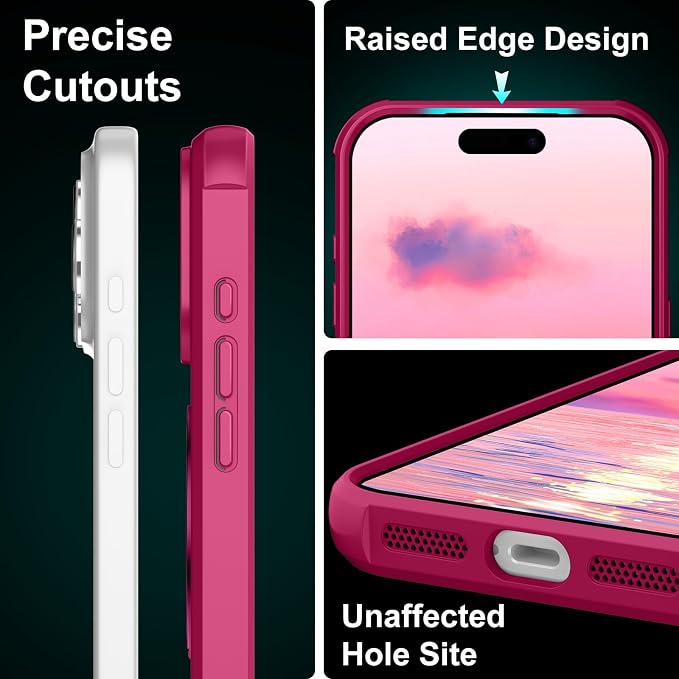 360° Magnetic Swivel Ring for iPhone 17 pro max case, Built-in Metal Stand and Ring Holder, Magsafe Compatible, Military Grade Protection, Shockproof - Rose Pink