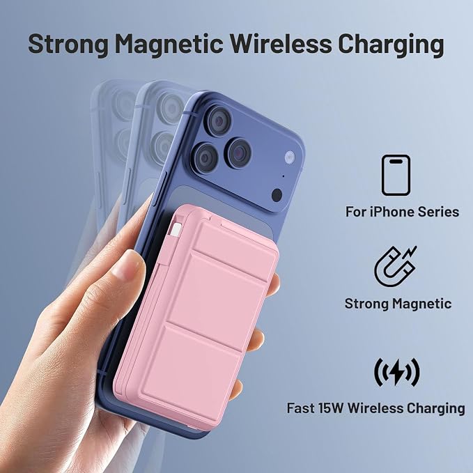 Azmuth for MagSafe Portable Charger, 10000mAh Magnetic Power Bank with 20W PD USB-C Fast Charging LED Display for MagSafe Battery Pack, Magnetic Travel Charger for iPhone 17/16/15/14/13/12 Series