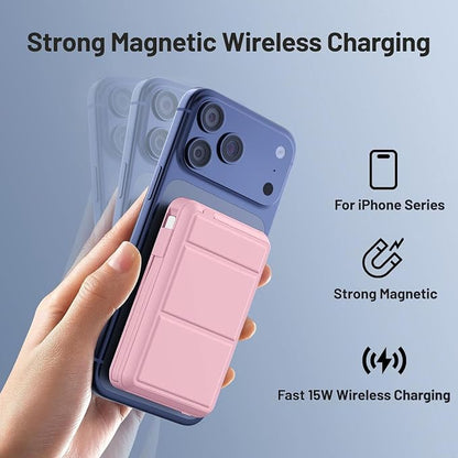 Azmuth for MagSafe Portable Charger, 10000mAh Magnetic Power Bank with 20W PD USB-C Fast Charging LED Display for MagSafe Battery Pack, Magnetic Travel Charger for iPhone 17/16/15/14/13/12 Series