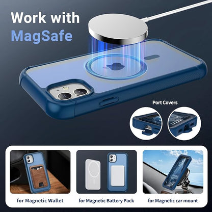 jaroco Magnetic for iPhone 11 Case, [Compatible with MagSafe][Military Grade Drop Protection][Heavy Duty Protection][Non-Slip][Shockproof] 2-Layer Durable Bumper Phone Case 6.1''-Deep Blue