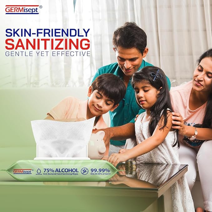 Advanced 75% Alcohol Antiseptic Hand Sanitizer Multipurpose Wipes ((50 Count x 24 Pack = 1200 Wipes))