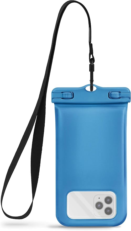CaliCase Universal Waterproof Floating Phone Pouch - IPX8 Waterproof Floating Phone Case with Lanyard for iPhone X-15/ S20-S24/ Pixel 4-8 - Blue