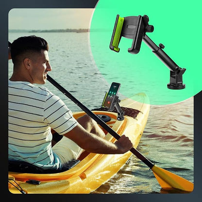 Hikeen Kayak Phone Holder, 360°Adjustable Phone Holder with Long Arm, Kayak Fishing Accessories, Kayak Phone Mount Compatible with Smartphone from 4''-7''