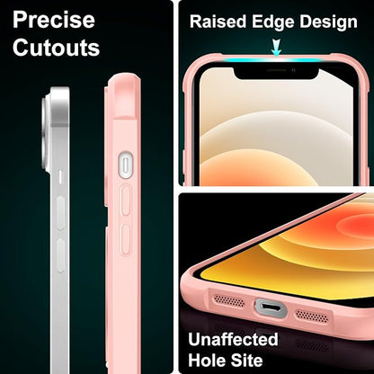 360° Magnetic Swivel Ring for iPhone 12 case, Built-in Metal Stand and Ring Holder, Magsafe Compatible, Military Grade Protection, Shock and Vibration Resistant- Pink
