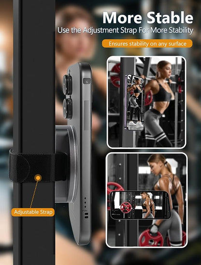 Aluminum Alloy Magnetic Phone Holder for Gym with N52 Magnets, Gym Accessories Compatible with MagSafe iPhone 17 Pro Max Plus 16 15 14 13 12, Home Gym Accessories, Gym Gifts for Men