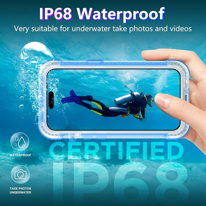 Temdan Magnetic for iPhone 15 Case Waterproof,[Built-in Screen & Camera Protector][Full Body Shockproof][IP68 Underwater][Dustproof] Shockproof Phone Case for iPhone 15 6.1"-Blue