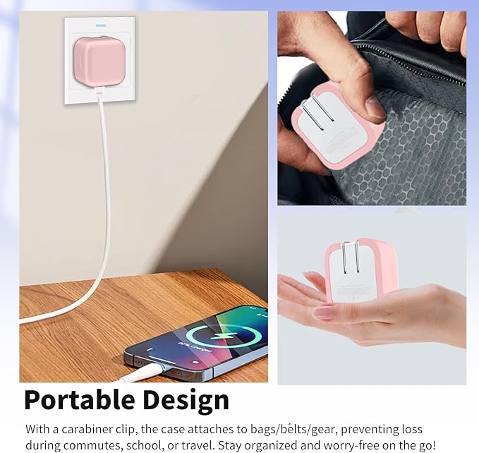 Case for Apple 35W Power Adapter – Soft Silicone Protective Cover for Dynamic Charger,Shockproof Dustproof Charging Block Protector Sleeve[Pink]