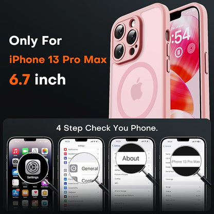 TOCOL for iPhone 13 Pro Max Case, Compatible with Magsafe Charger, Full Camera Protection, Translucent Matte for iPhone 13 Pro Max iPhone Case 6.7 inch (Light Pink)
