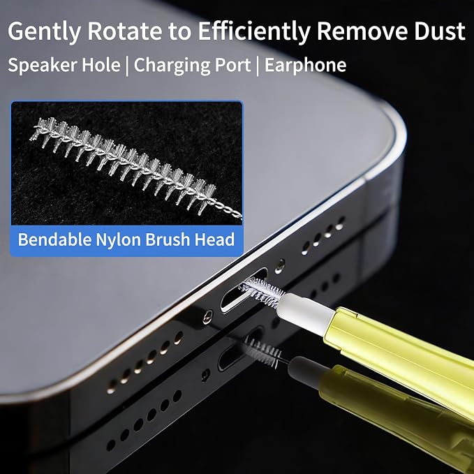 10 Pcs Cell Phone Cleaning Kit,Charging Port Cleaner,Dual Sided Anti Clogging Nylon Brushes,Suitable for Clean Phone Charging Port,Phone Speaker, AirPods,Tablet Camera,Other Electronics