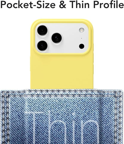 for iPhone 17 Pro Max Case Silicone Compatible with Magsafe Case, Ultra Slim Thin Magnetic Phone Cases Mag Safe, Cute Soft Rubber Gel TPU Matte Plain Wireless Charging Cover for Women, Yellow