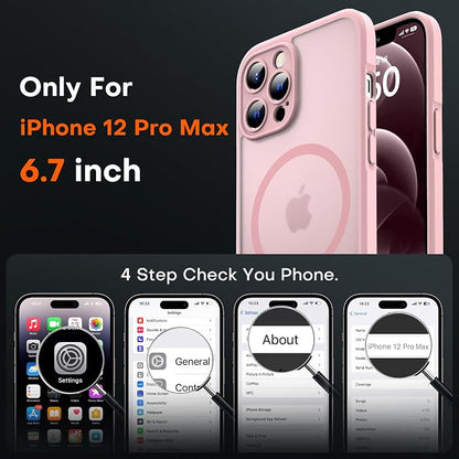 TOCOL for iPhone 12 Pro Max Case, Compatible with Magsafe Charger, Full Camera Protection, Translucent Matte for iPhone 12 Pro Max iPhone Case 6.7 inch (Light Pink)