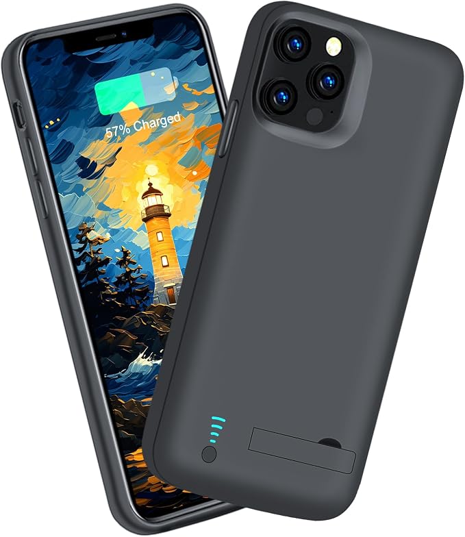 Sitong New Battery Case for iPhone 12 & iPhone 12 Pro, 5000mAh Rechargeable Extended Battery Charging Charger Case, Add 100% Extra Juice (6.1 Inches) Black