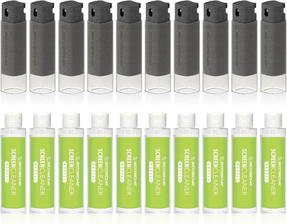 Scosche SCOCLNR 2-in-1 Streak-Free Screen Cleaning Kit, Refillable Electronic Screen Cleaner Spray and Wipe for TV, Computer, Phone, iPhone, iPad, Laptop, MacBook, Car Touchscreen, 10 Pack