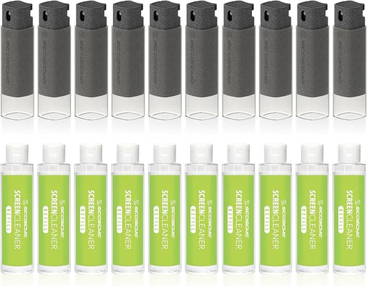 Scosche SCOCLNR 2-in-1 Streak-Free Screen Cleaning Kit, Refillable Electronic Screen Cleaner Spray and Wipe for TV, Computer, Phone, iPhone, iPad, Laptop, MacBook, Car Touchscreen, 10 Pack