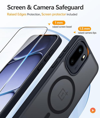 FNTCASE for Oneplus 15R Case: Magnetic Matte Translucent Frosted Slim Shockproof Cell Phone Cover | Durable Screen Protector | Military Grade Protection Drop Proof Protective Cases, 6.83 inches